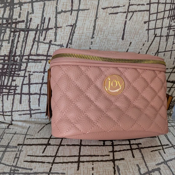 Joy Mangano Quilted Pink Crossbody Belt Bag with Gold Hardware - Picture 2 of 7